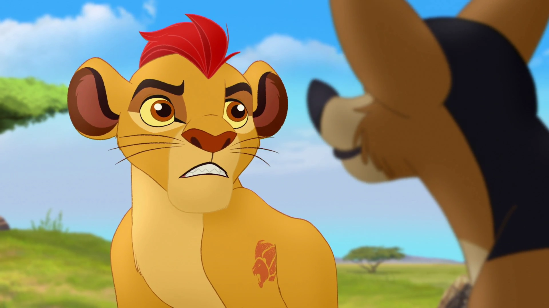 kion scolds janja and orders him to stay away from the pup, and