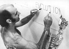 Stelarc drawing with robot arm