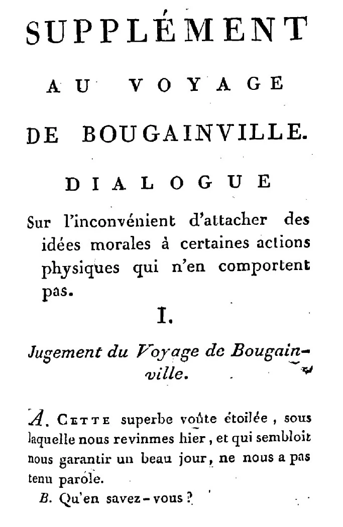 Supplement Au Voyage De Bougainville Wiki Litterature Fandom