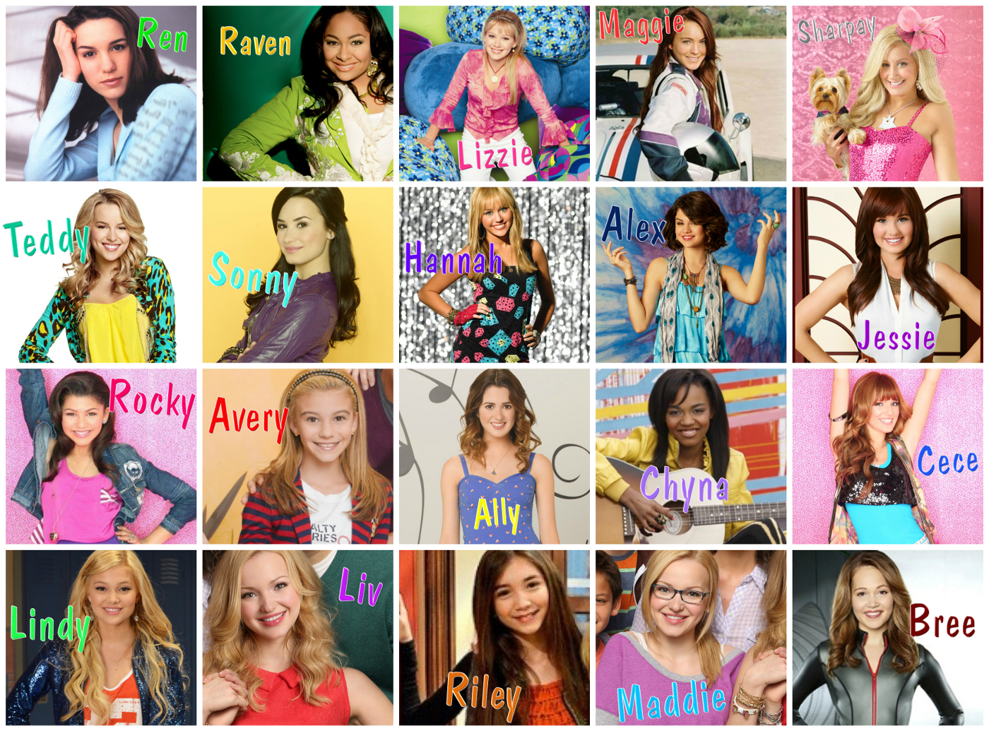 Disney Channel Girl Character Collage Size