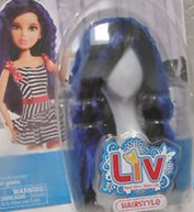 Wig with black & blue crimped hair