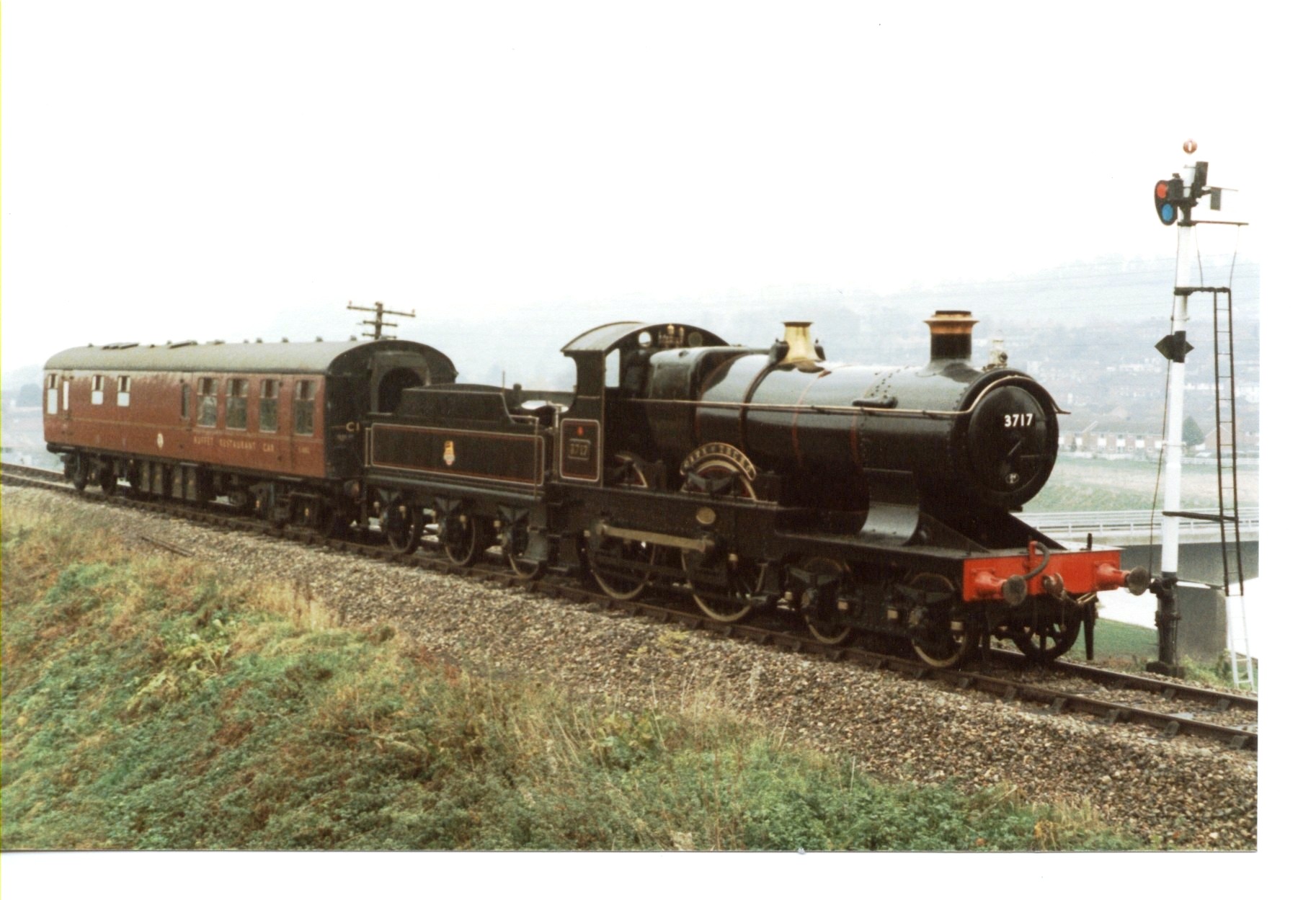 Class 4. GWR 3700 class 3440 City of Truro. GWR 4-4-0. GWR 4-4-2 locomotive. GWR King class, 1930 locomotive Front view.