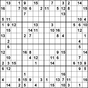 16x16 printable sudoku