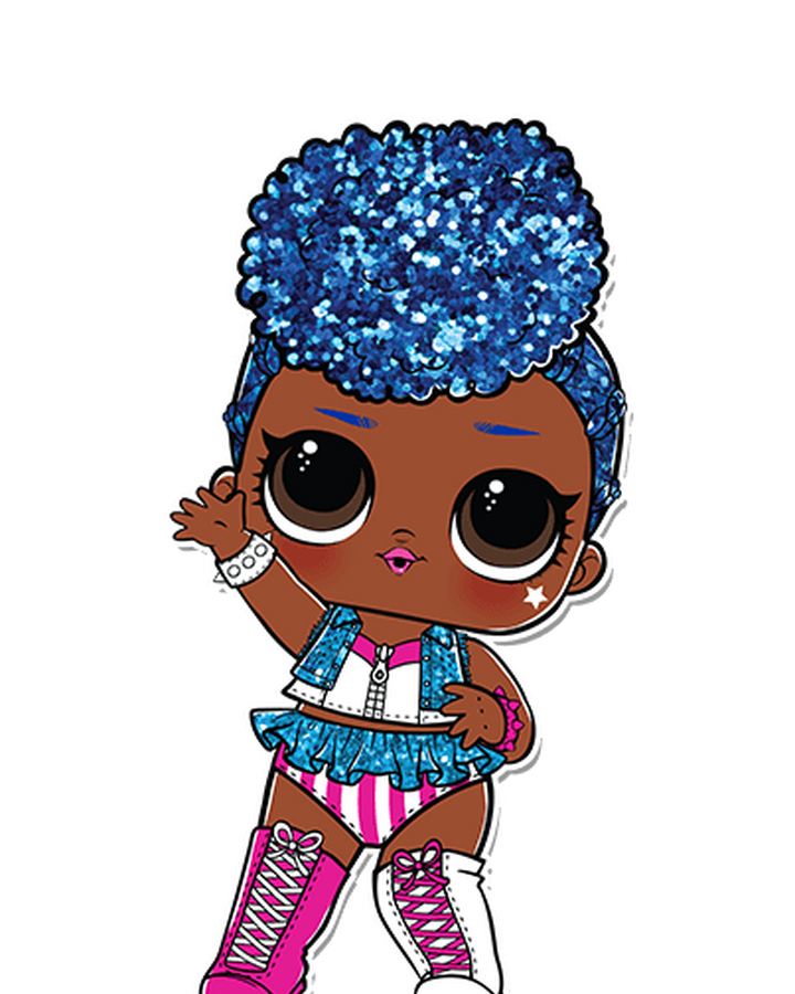 lol doll with blue glitter hair