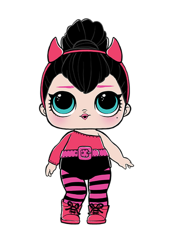 lol doll with pink and black hair