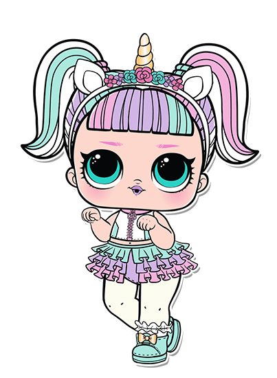 lol doll with unicorn headband