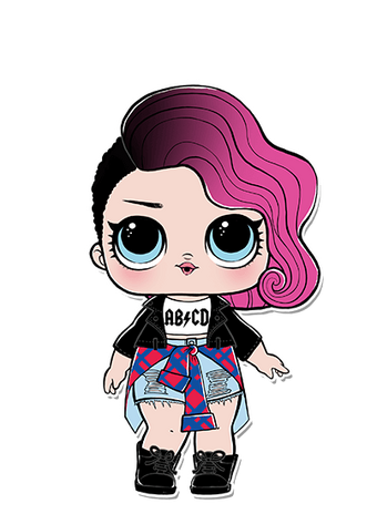 lol doll with pink and black hair
