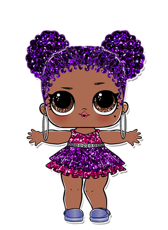lol doll with purple glitter hair