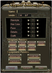 Character creation options