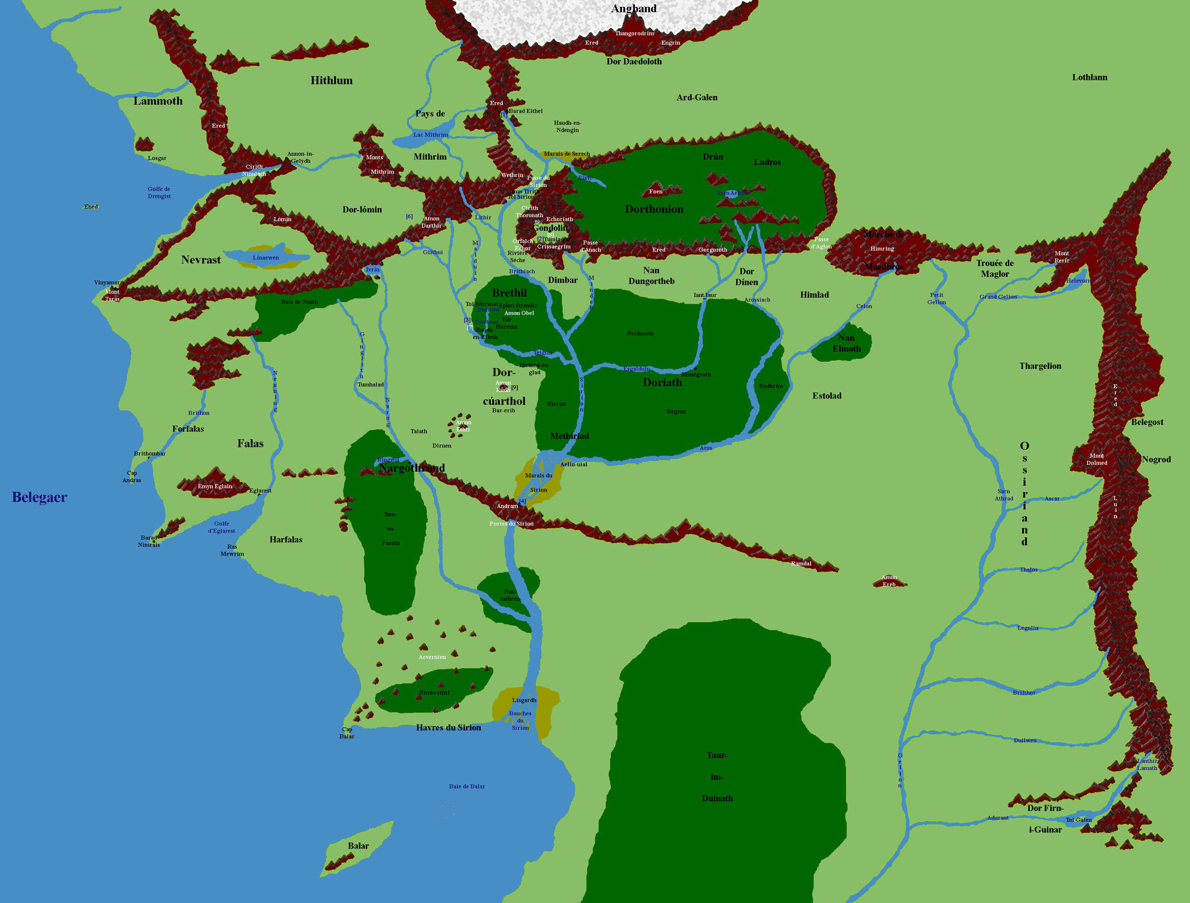 map of beleriand and angband