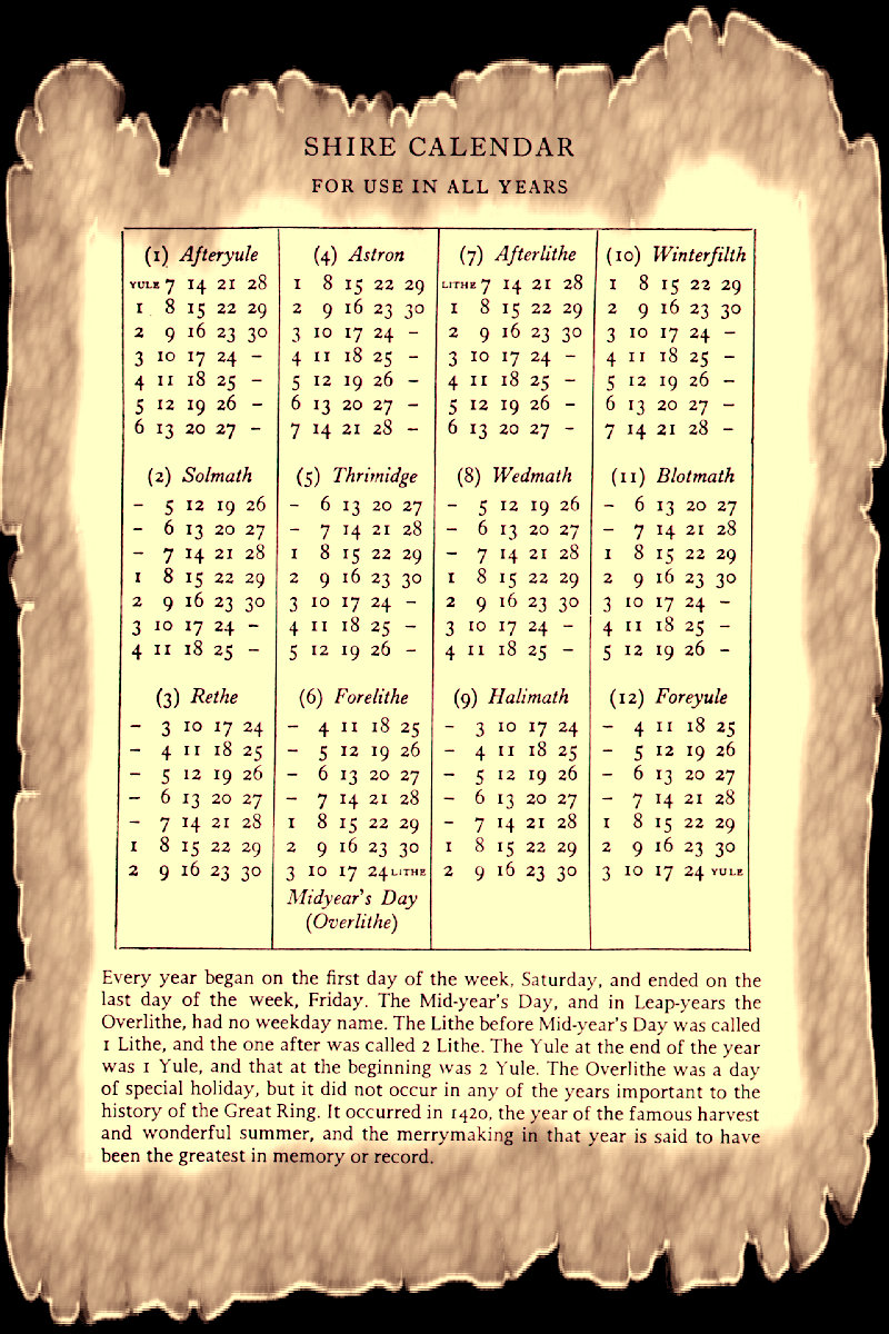 Image Shire calendar.jpg The One Wiki to Rule Them All FANDOM