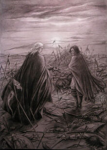 Melkor and Hurin by edarlein