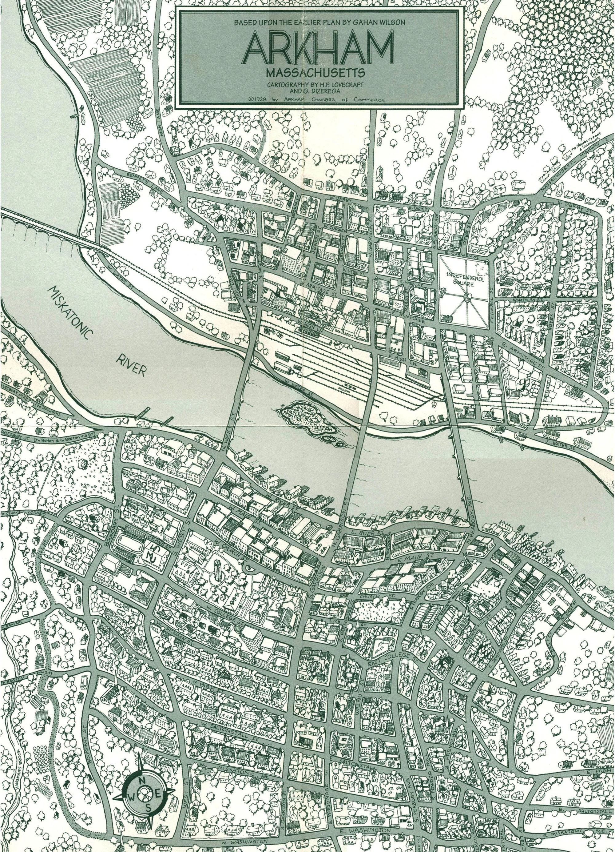 Map of Arkham from Wiki Lovecraft