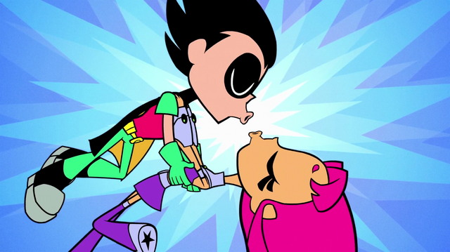 Image Teen Titans Go Robin And Starfire Lean In To Kiss Png Love