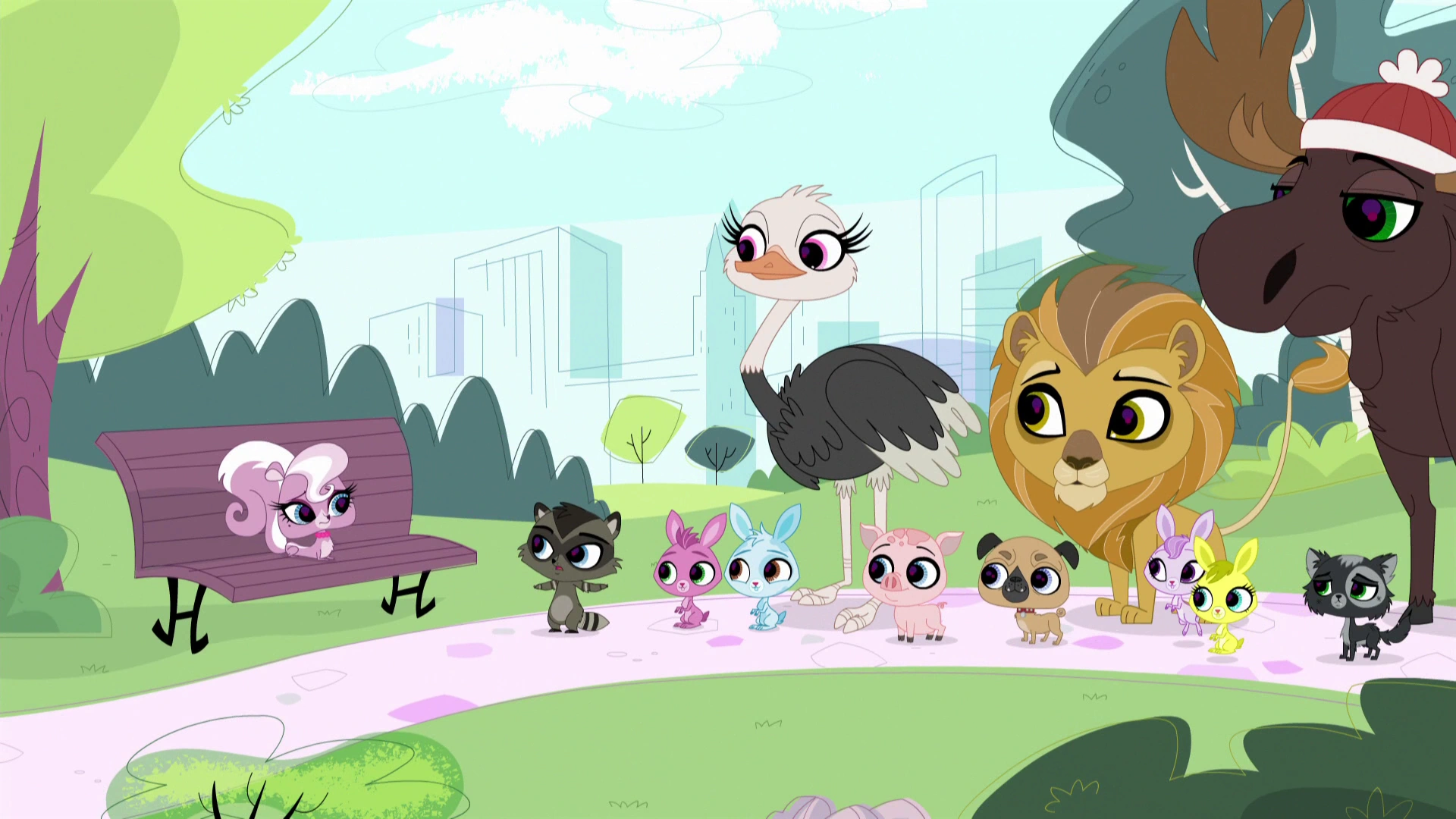 Image Mitzi with a crowd of animals.png Littlest Pet Shop (2012 TV