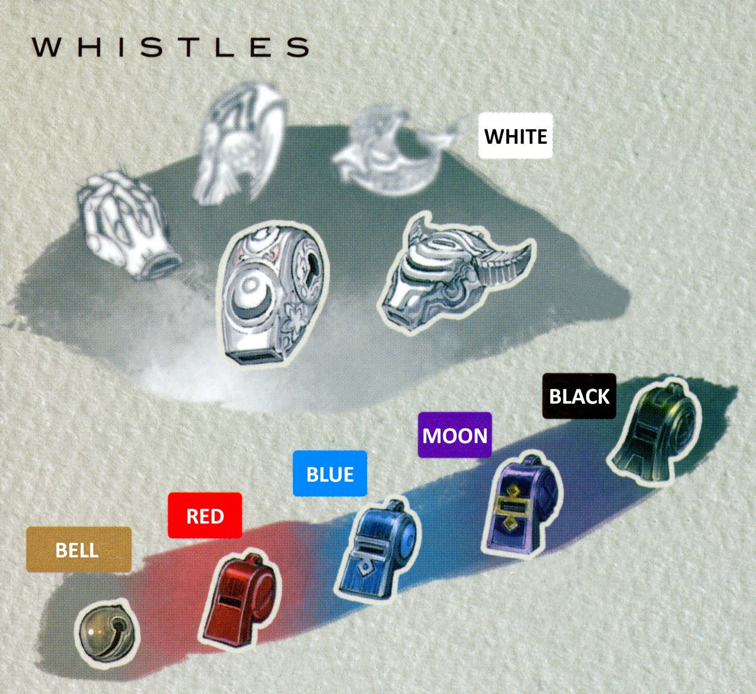 different kinds of whistles