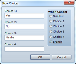 Show choices window