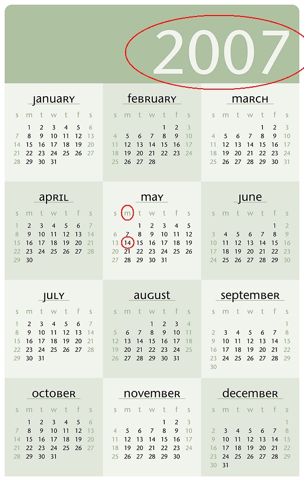 2007 year calendar