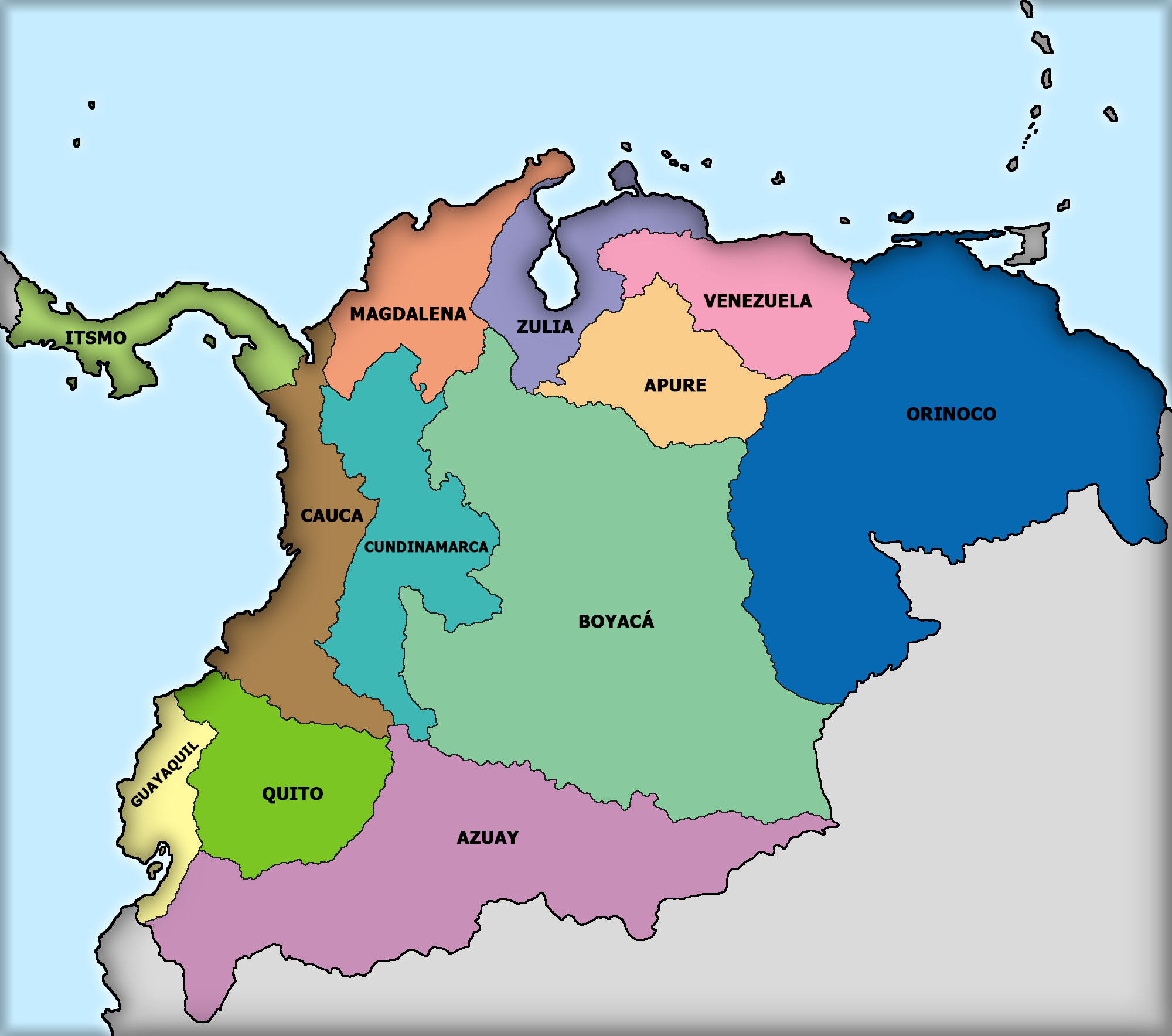 Mapa De La Gran Colombia Y Sus Departamentos 1824 Map 6026