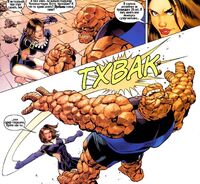 Kitty Pryde (81122) is kicking Ben Grimm (1610)