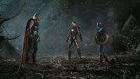 Thor Captain America and Iron Man in the forest Avengers