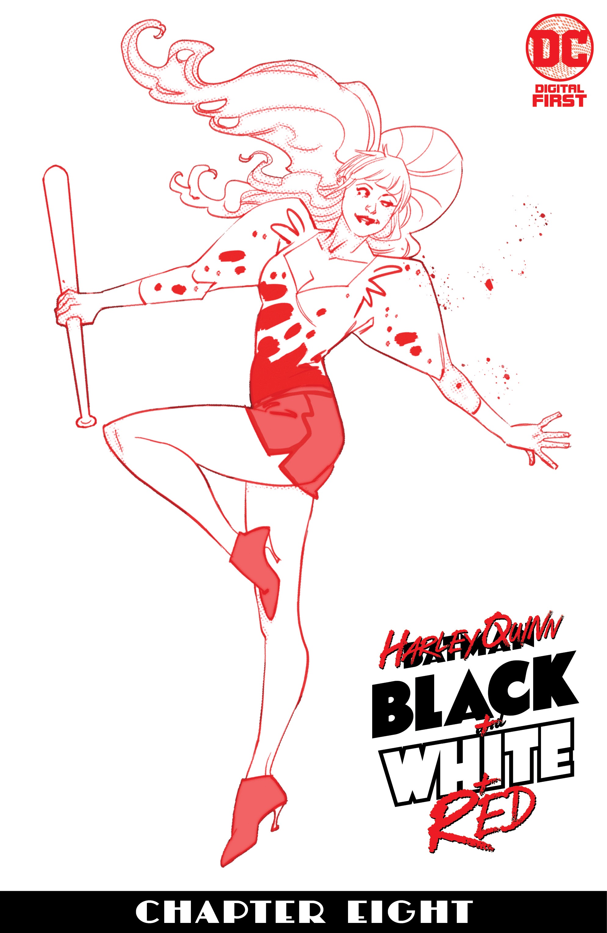 harley quinn red white and black