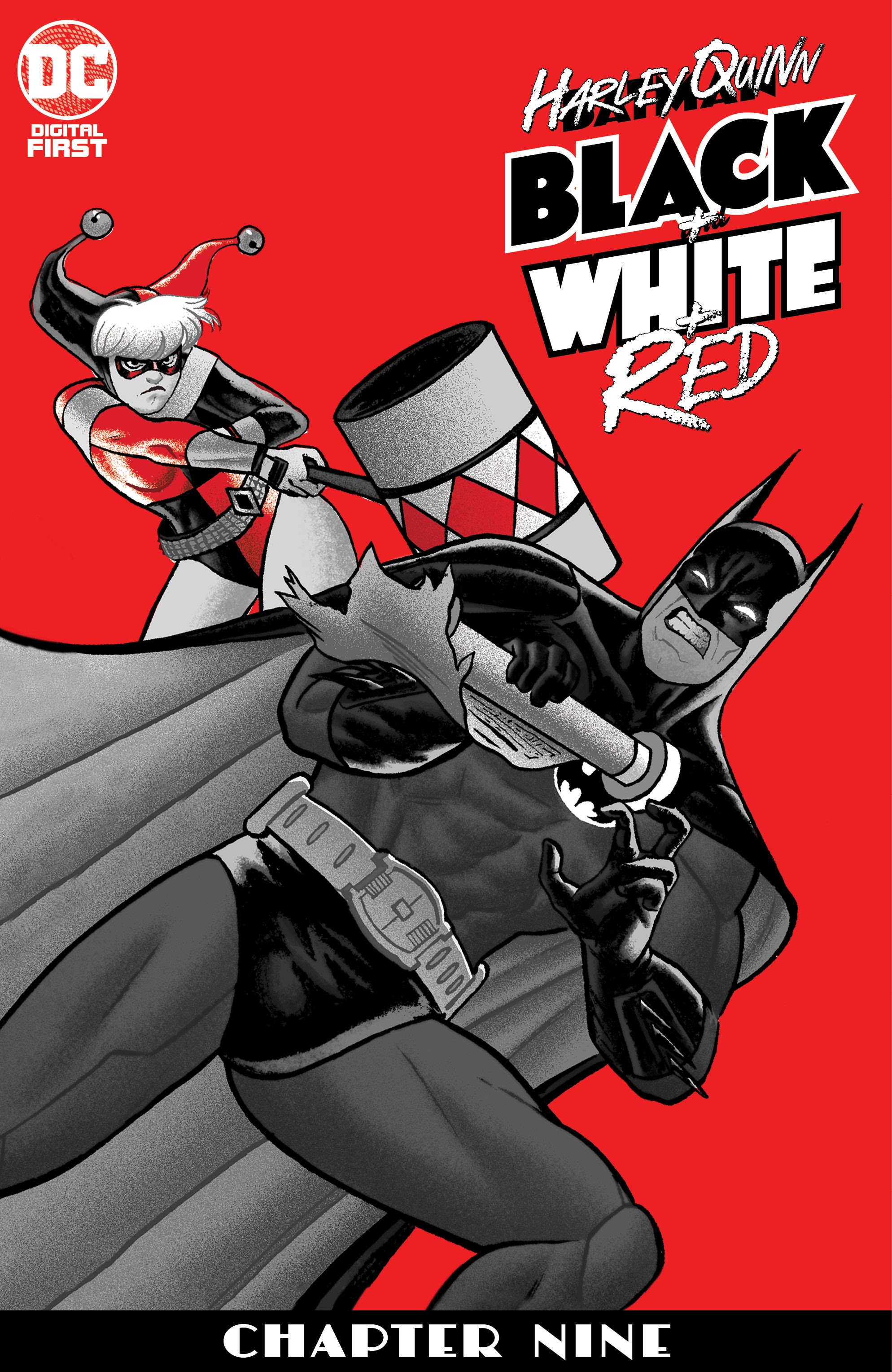 harley quinn black white and red all over