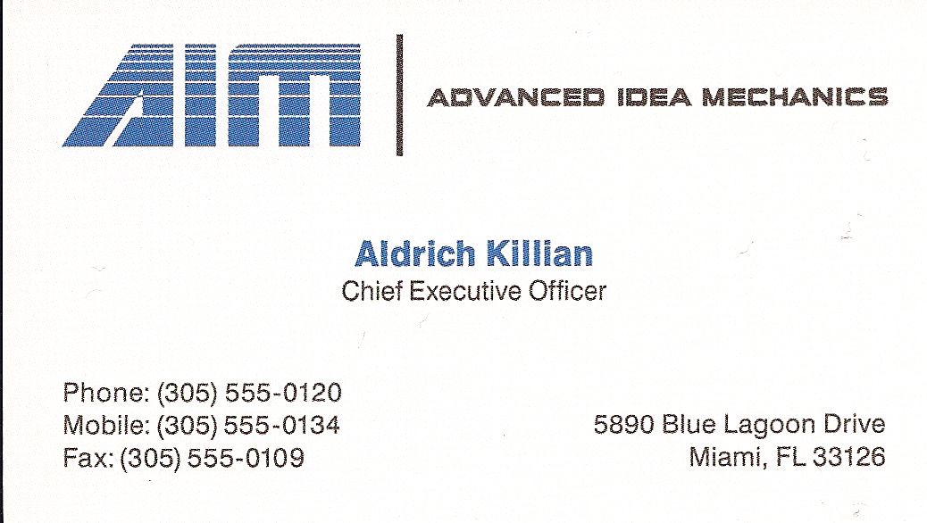 image aldrich killian s business card jpg marvel cinematic