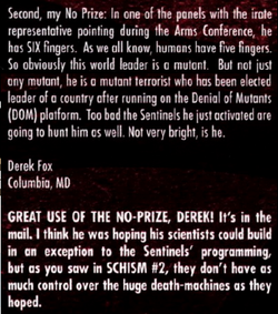 Derek Fox's No Prize from X-Men - Schism Vol 1 3