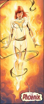 Hope Summers (Earth-616) and Phoenix Force (Earth-616) from Avengers vs. X-Men Vol 1 12 0001