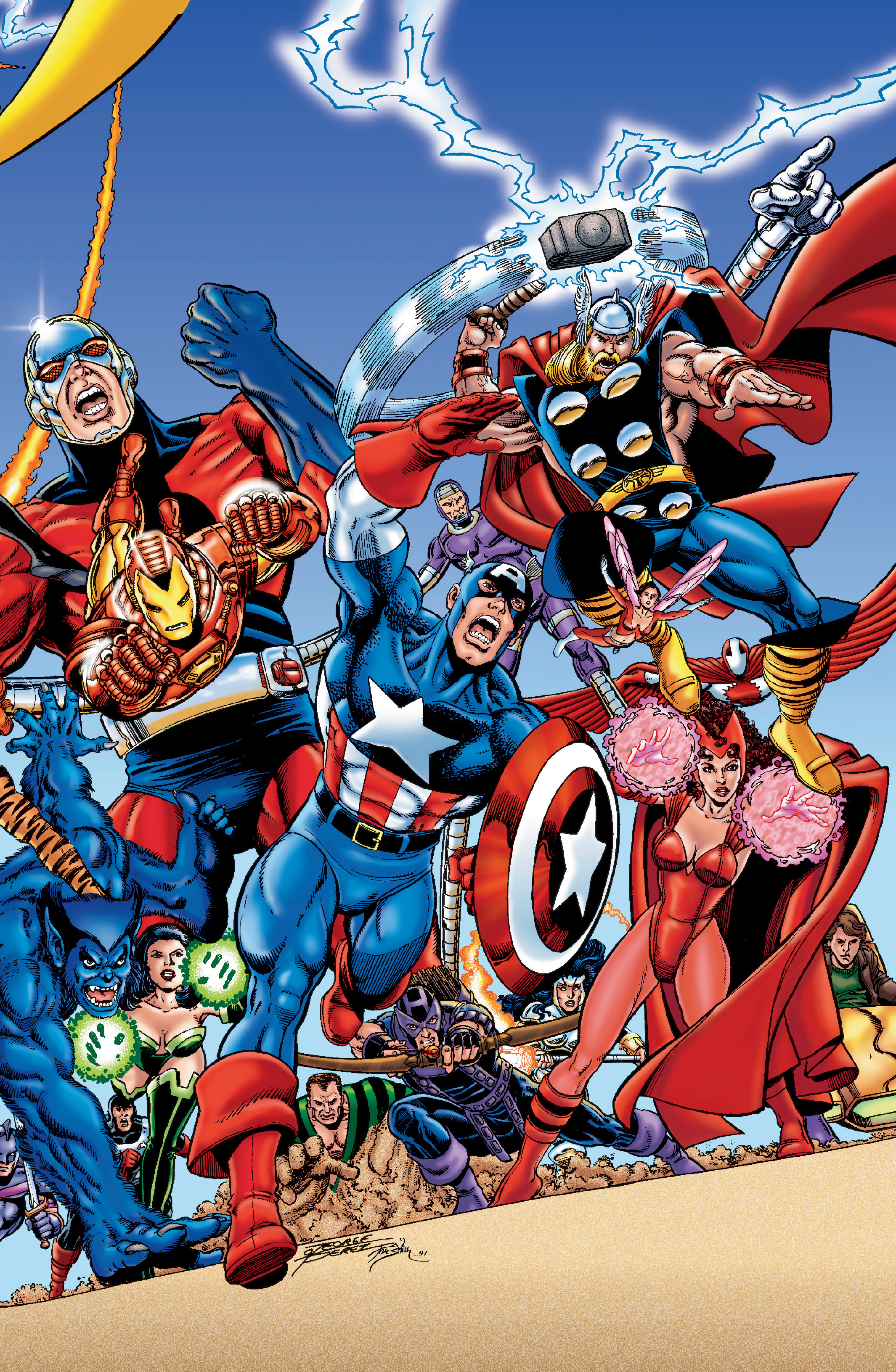 WAR OF THE REALMS 1 GEORGE PEREZ VARIANT NM THOR AVENGERS IRON MAN