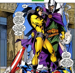 Henry Pym (Earth-616) working with Nathaniel Richards (Immortus) (Earth-6311) from Avengers Forever Vol 1 8