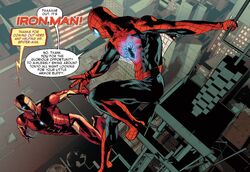 Peter Parker (Earth-616) and Anthony Stark (Earth-616) from Invincible Iron Man Vol 3 8 001