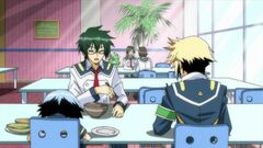 Hyuga having lunch with Zenkichi and Shiranui