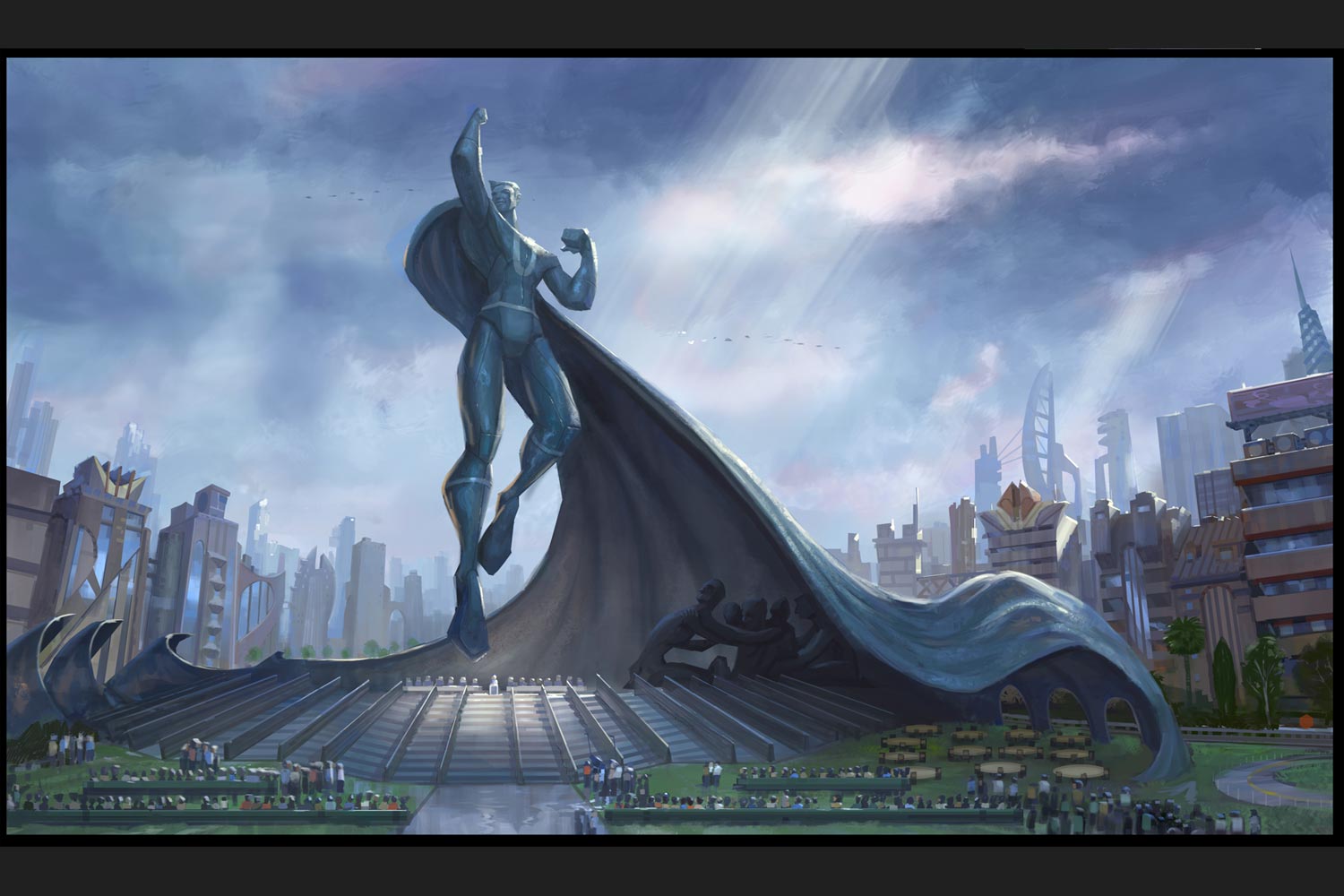 Фантастическая 7. Megamind Concept Art город. Walking Liberty Art.