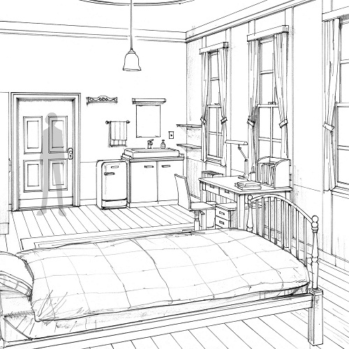 image cocnept sketch of makoto s room jpg megami tensei wiki