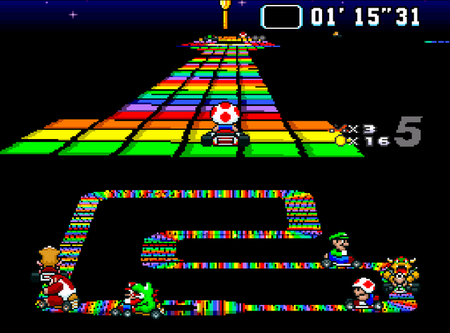 Snes Super Mario Kart Rainbow Road The Spriters Resou 5206