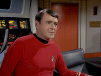 Scotty in command, A Taste of Armageddon