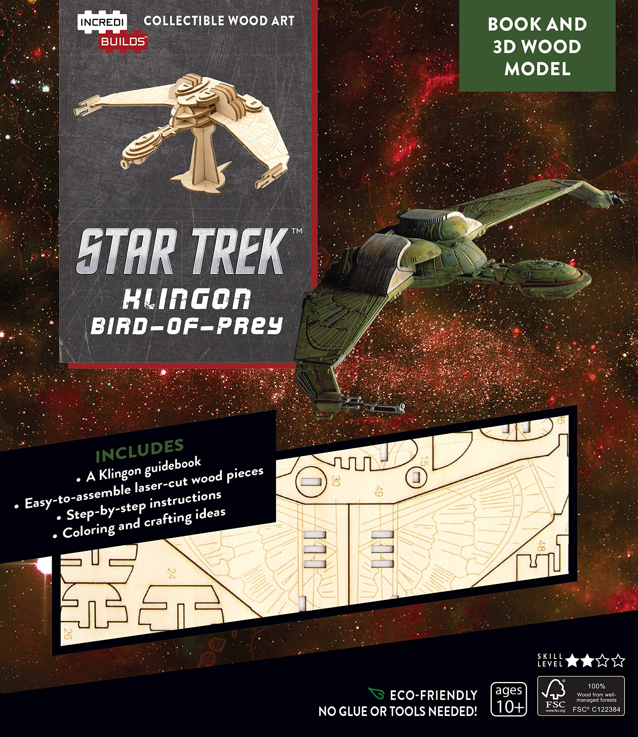 Incredibuilds Star Trek Klingon Bird Of Prey Book And 3d Wood