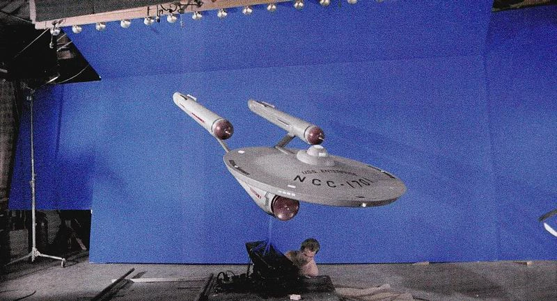 uss enterprise model against blue screen