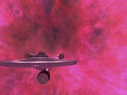 USS Enterprise leaving galactic barrier, remastered-0