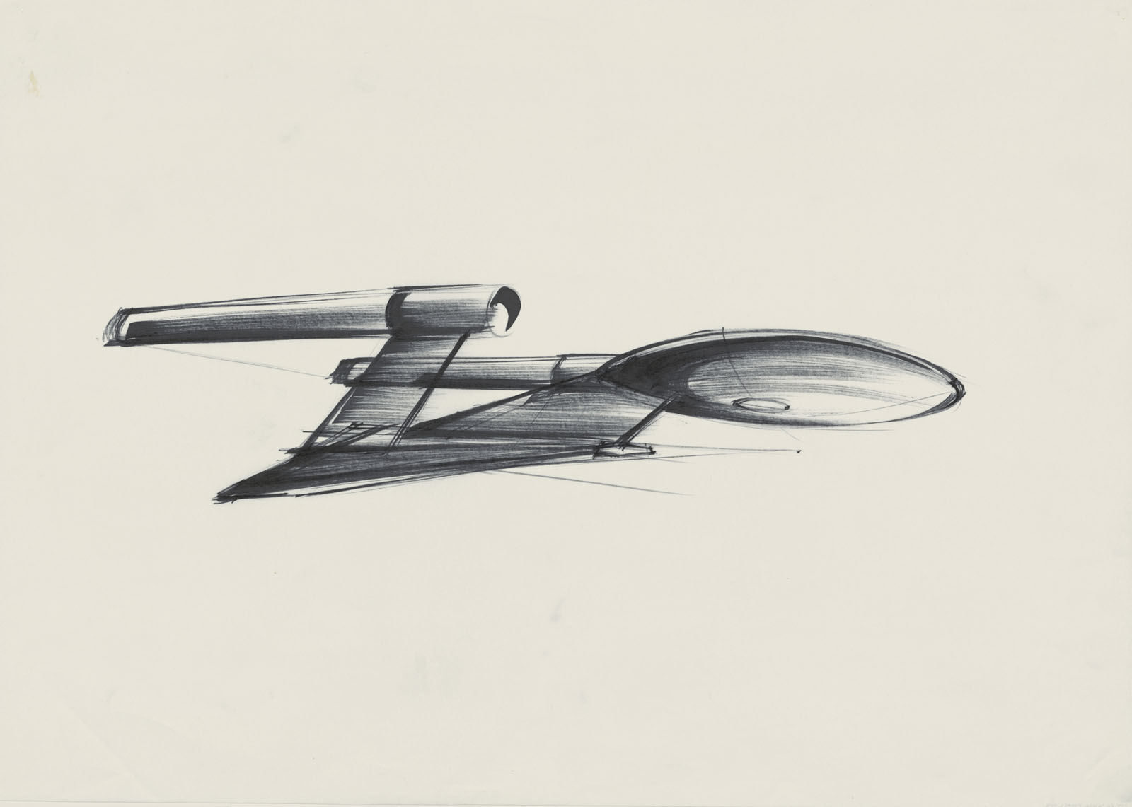 ken adams sketch of enterprise, that later evolved into USS Discovery