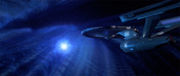 USS Enterprise approaches V'Ger's cloud