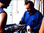 Dan Curry touching up the USS Jenolan model at Image G