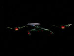 USS Enterprise-D facing two Klingon Birds-of-Prey and Vor'cha