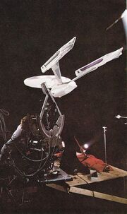 USS Enterprise studio model set up for filming at Future General Corporation
