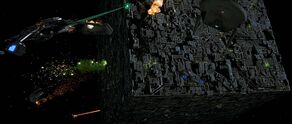 Borg cube engaged at Sector 001