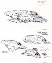 Malon Shuttle preliminary design sketches by Rick Sternbach