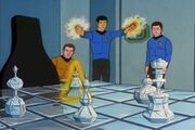 Spock moves a chess piece with magic