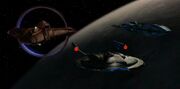 Vulcan and Andorian ship over Weytahn